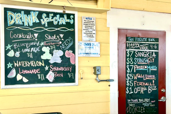 The Bar Menu at The Pointe Bar & Grill